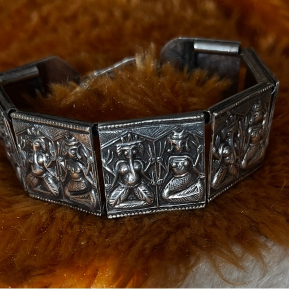 "Ganesh Connection" Silver Engraved Bracelet